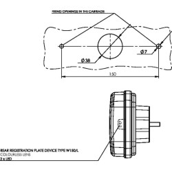 Daugiafunkcinis galinis šviesos diodas, stačiakampis, 12-24V, 236x104x61,5 mm, Kramp LA40053