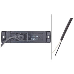 Šviesos diodas, 1,20 W, stačiakampis, 24 V, raudonas, įjungiamas, 130x32x1 LED, Hella 2TM008645951