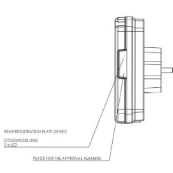 Daugiafunkcinis galinis KŠ žibintas LED, stačiakampis, 12-24V, 242x134x36.5mm, Kramp LA40917