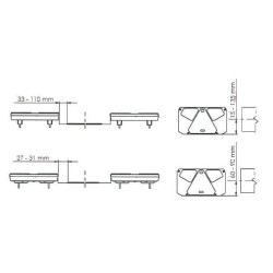 Daugiafunkcinis galinis KŠ žibintas LED, stačiakampis, 12-24V, 242x134x36.5mm, Kramp LA40917