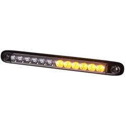 Galinis šviesos diodas, stačiakampis, 12/24V, raudona/oranžinė, 257x27x20mm, 12 LED, Kramp LA40067