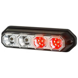 Galinis šviesos diodas, stačiakampis, 12/24V, raudona/oranžinė, 147x37x42mm, 4 šviesos diodai, Kramp LA40060