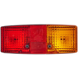 Galinis dešinės pusės žibintas stačiakampis, 12/24V, raudona/oranžinė, užsukamas, 158x51x64mm, Hella 2SD003184041
