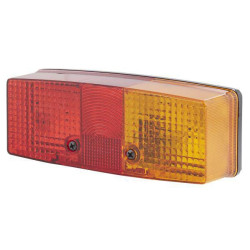 Galinis dešinės pusės žibintas stačiakampis, 12/24V, raudona/oranžinė/balta, užsukamas, 158x51x64mm, Hella 2SE003184101
