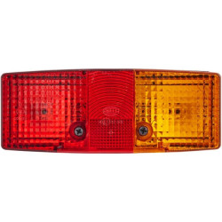 Galinis dešinės pusės žibintas stačiakampis, 12/24V, raudona/oranžinė/balta, užsukamas, 158x51x64mm, Hella 2SE003184101