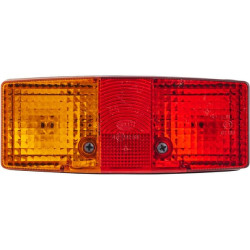Galinis žibintas LH stačiakampis, 12/24V, raudona/oranžinė/balta, užsukamas, 158x51x64mm, Hella 2SE003184011