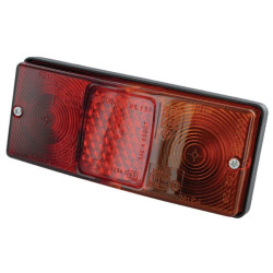 Stačiakampis galinis žibintas, raudonas/gintaras, prisukamas, 160x67 mm AMP kištukas, Cobo 027280000