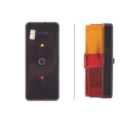 Galinis žibintas stačiakampis, 12/24V, raudona/oranžinė, užsukamas, 170x64x75mm, Hella 2VA998531031