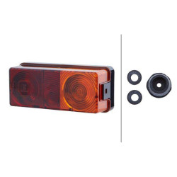 Galinis žibintas stačiakampis, 12/24V, raudona/oranžinė, užsukamas, 170x64x75mm, Hella 2SD998531067