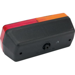 Stačiakampis galinis žibintas, 12 V, raudonas/gintaras, užsukamas, 184x76 mm AMP kištukas, Cobo 02430000