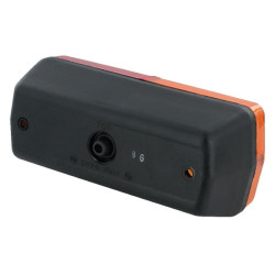 Stačiakampis galinis žibintas, 12 V, raudonas/gintarinis, užsukamas, 184x76 mm AMP kištukas, Cobo 02431000