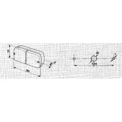Stačiakampis galinis žibintas, 12 V, raudonas/gintarinis, užsukamas, 184x76 mm AMP kištukas, Cobo 02431000