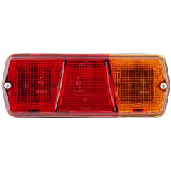 Galinis dešinysis žibintas stačiakampis, 12/24V, gintarinis/raudonas, užsukamas, 201x71x76mm, Hella 2SD001680281