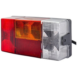 Galinis žibintas LH stačiakampis, 12/24V, raudona/oranžinė/balta, užsukamas, 210x66x108mm, Hella 2VP006040111