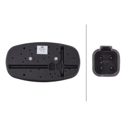 Galinis žibintas LH stačiakampis, 12V, raudona/balta/gintarinė, užsukamas, 225x122mm, Hella 2VP343640051