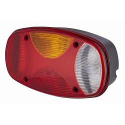 Galinis žibintas LH stačiakampis, 12V, raudona/balta/gintarinė, užsukamas, 225x122mm, Hella 2VP343640051