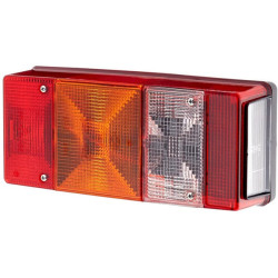 Galinis žibintas RH stačiakampis, 12V, raudona/oranžinė/balta, užsukamas, 246x66x108mm, Hella 2SL007547061