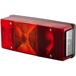 Galinis žibintas LH stačiakampis, 12V, raudona/oranžinė, užsukamas, 246x66x108mm, Hella 2SE007547011