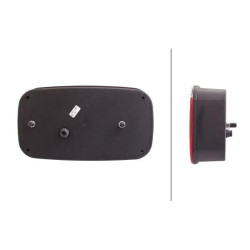 Galinis dešinys stačiakampis žibintas, 12V, raudonas/gintaras, užsukamas, 247x60x138mm, Hella 2VP998232261