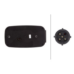 Galinis dešinės pusės žibintas stačiakampis, 12V, raudonas/gintaras, užsukamas, 244x60x138mm, 5 kontaktų, Hella 2VB998232021