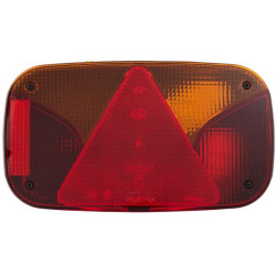 Galinis dešinės pusės žibintas stačiakampis, 12V, raudonas/gintaras, užsukamas, 244x60x138mm, 5 kontaktų, Hella 2VB998232021