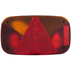 Galinis žibintas LH stačiakampis, 12V, raudona/oranžinė/balta, užsukamas, 244x60x138mm, 5 kontaktų, Hella 2VB998232011