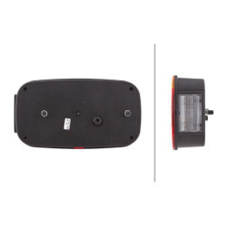 Galinis žibintas LH stačiakampis, 12V, raudonas/gintaras, užsukamas, 247x138mm, Hella 2VB998232211