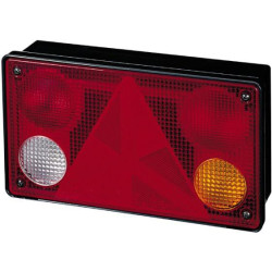 Galinis žibintas LH stačiakampis, 12/24V, raudona/oranžinė/balta, užsukamas, 256x70x144mm, Hella 2VP340400151