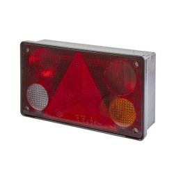 Galinis dešinės pusės žibintas stačiakampis, 12/24V, raudona/oranžinė/balta, užsukamas, 256x70x144mm, Hella 2VP340400141