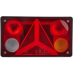 Galinis dešinės pusės žibintas stačiakampis, 12/24V, raudona/oranžinė/balta, užsukamas, 256x70x144mm, Hella 2VP340400141