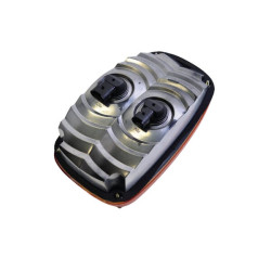 Galinis dešinysis žibintas stačiakampis, raudonas/gintaras, prisukamas, 259x158 mm AMP kištukas, Cobo 02943000