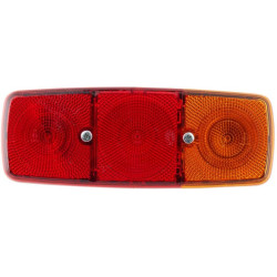 Galinis žibintas RH stačiakampis, 12/24V, raudona/oranžinė, užsukamas, 282x76x105mm, Hella 2SD001699061