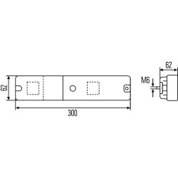 Stačiakampis galinis žibintas, 12/24V, gintarinis/raudonas, užsukamas, 300x62mm, Hella 2VA997113001
