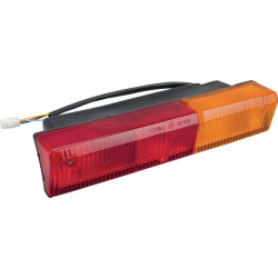 Galinis dešinės pusės žibintas stačiakampis, raudonas/gintaras, prisukamas, 305x62 mm AMP kištukas, Cobo 02747000