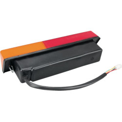 Galinis dešinės pusės žibintas stačiakampis, raudonas/gintaras, prisukamas, 305x62 mm AMP kištukas, Cobo 02747000