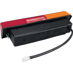 Galinis žibintas LH stačiakampis, raudonas/gintaras, prisukamas, 305x62mm AMP kištukas, Cobo 02746000