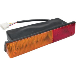 Galinis žibintas LH stačiakampis, raudonas/gintaras, užsukamas, 305x62mm Deutsch kištukas, Cobo 02654000