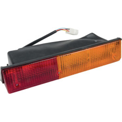 Galinis žibintas RH stačiakampis, raudonas/gintaras, užsukamas, 305x62mm Deutsch kištukas, Cobo 02655000
