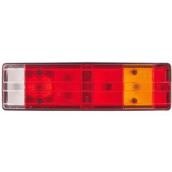 Galinis dešinysis žibintas stačiakampis, 12/24V, gintarinis/skaidrus/raudonas, užsukamas, 465x54x134mm, Hella 2VP008204101