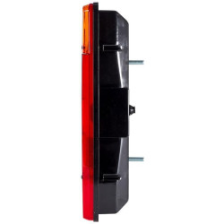 Galinis dešinės pusės žibintas stačiakampis, 12/24V, raudona/gintarinė/balta, užsukamas, 343x75x133mm, Hella 2SK003567661