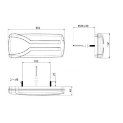 Galinis žibintas LH LED, stačiakampis, 12/24V, balta/oranžinė/raudona, 304x132x48mm, Kramp LA40062