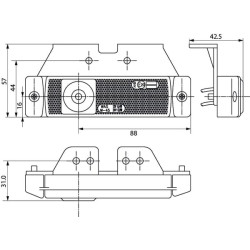 Žymeklis LED, stačiakampis, 12-24V, 130x57x43mm, Kramp LA30145