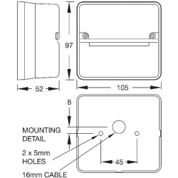 Galinis kvadratinis žibintas, 12V, gintarinis/raudonas, užsukamas, 105x97x52mm, Britax TOR2474
