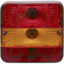 Galinis kvadratinis žibintas, 12/24V, gintaras/raudonas, užsukamas, 140x140mm, Wesem 1400681400
