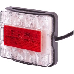 Galinis šviesos diodas, 21 W, stačiakampis, 12/24 V, skaidrus/raudonas, įjungiamas, 8 šviesos diodai, Hella 2VA980720001