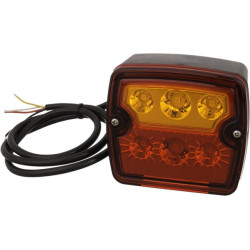 Galinis LED, kvadratinis, 12/24V, oranžinis/raudonas, 97,4x105,4x49,5 mm, 9 šviesos diodai, Kramp LA103172