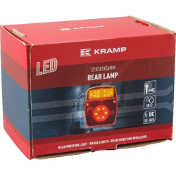 Daugiafunkcis galinis žibintas LED, kvadratinis, 12-24V, 121x101x56mm, 5 kontaktų, Kramp LA40022