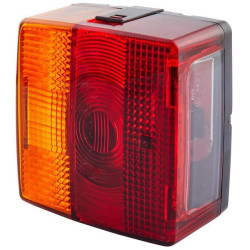 Galinis kvadratinis žibintas, 12V, gintarinis/raudonas, užsukamas, 102x55x98mm, Hella 2SE004623001