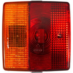 Galinis kvadratinis žibintas, 12V, gintarinis/raudonas, užsukamas, 102x55x98mm, Hella 2SE004623001