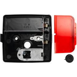 Galinis kvadratinis žibintas, 12V, gintarinis/raudonas, užsukamas, 102x55x98mm, Hella 2SE004623001